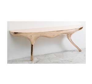 Dessus de table de console en métal de marbre de cadre de fer pour la conception intérieure de maison de table de console de concepteur de salon - Product Image 4