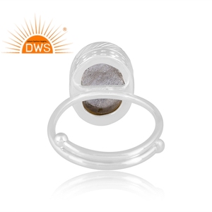 Hot Selling Fine Sterling Silver Natural Doublet Labradorite <b>Crystal</b> Gemstone Stackable <b>Ring</b> Custom Jewelry Manufacturer - Product Image 4