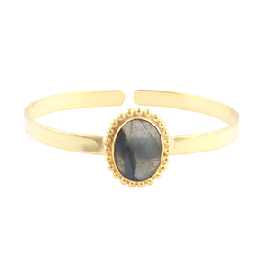 Western Style Oval Shape Natural Flashy Labradorite Handmade <b>Adjustable</b> <b>Bracelet</b> Gold Plated Open Cuff Bangle <b>Bracelet</b> Jewelry - Product Image 1