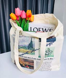 Sac fourre-tout en toile de coton biologique imprimé personnalisé de haute qualité 100% sacs fourre-tout en coton pour femmes OEM fabriqué au Vietnam - Product Image 4