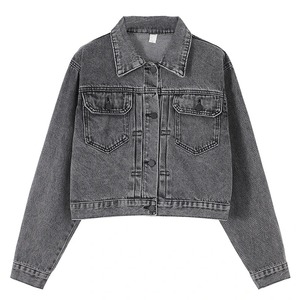 Manteaux en Denim bleu pour femmes Style coréen printemps automne lâche à manches longues hauts vêtements d'extérieur S-3XL vestes en Jean assorties imprimées - Product Image 1