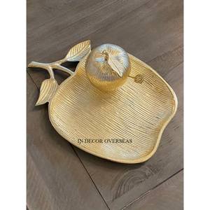 Bandeja para servir botellas de vino y cerveza de diseñador de manzana chapada en oro de alta calidad fundida de aluminio, suministros para Bar y accesorios de Hotel - Product Image 1