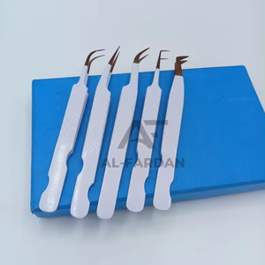 Pinzas profesionales para pestañas con agarre de diamante de acero inoxidable logotipo personalizado extensiones de pestañas de oro rosa blanco belleza volumen puntiagudo - Product Image 1