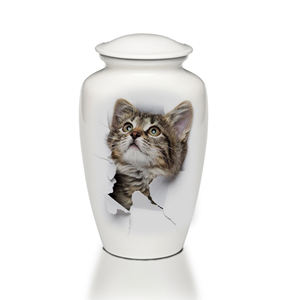 Urne funéraire pour animaux de compagnie, prix d'usine, urne pour animaux de compagnie blanche brillante, classique, 7 pouces, urne funéraire pour chat, haute qualité - Product Image 3