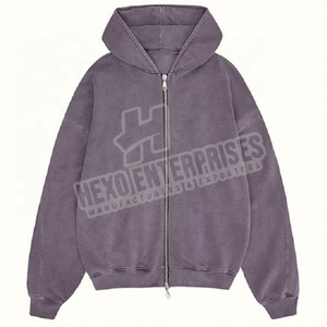 Sweat à capuche personnalisé avec fermeture éclair 500 Gsm en coton avec fermeture éclair intégrale double couche sweats à capuche avec fermeture éclair personnalisés pour hommes - Product Image 6