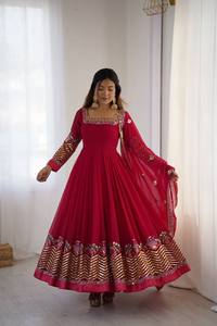 Robe décontractée pour femmes à manches longues, style traditionnel indien pakistanais, nouvelle mode, dernière tendance, taille naturelle, costume de designer - Product Image 3