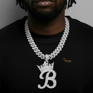 Premium 10K Solid <b>Gold</b> Crown Letter Pendant <b>Necklace</b> Featuring Moissanite Diamonds Hip Hop Jewelry Pendant Gift for <b>Men</b> & Women - Product Image 4