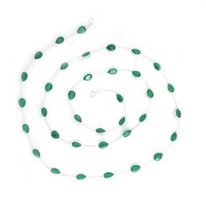 สร้อยคอสองชั้นสีเขียวมรกตแบบมินิมอล925เงินแท้อัญมณีธรรมชาติของขวัญแต่งงานสร้อยคอหินอัญมณีแฟชั่น - Product Image 4