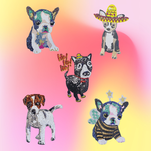 Patch brodé à paillettes en forme de chien mignon pour accessoires vestimentaires - Product Image 1