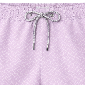 Shorts de Baño Reciclados para Hombre, Color Lila, Diseño Abstracto de Laberinto, Secado Rápido, con Cintura Elástica, Cordón y Bolsillos - Product Image 3