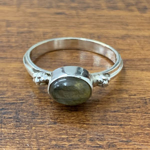 Fashionable <b>Labradorite</b> <b>Ring</b> (2.4 Grams) Gold Plated Stainless Steel Adjustable Bezel Setting 18K Plating Gift for Occasions - Product Image 1