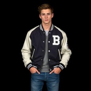 Chaqueta Universitaria de Lana con Mangas de Cuero, Acolchado Grueso y Cálido: Calidad Superior, Logotipo Bordado Personalizado, Estilo Nuevo, Precio al por Mayor - Product Image 3