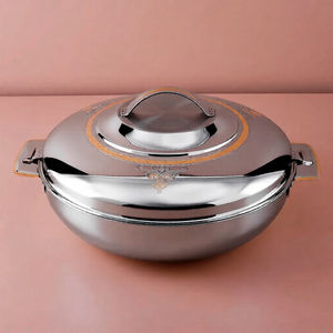Olla Caliente Aislada de Acero Inoxidable, Tapa Plateada, Cuerpo Dorado, Tazón para Servir Duradero Antiadherente, Cocina, Comedor, Hotel, Restaurante - Product Image 5