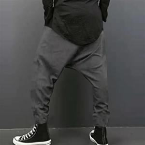 Pantalones informales para hombre Estilo americano Seda helada Ropa de trabajo de secado rápido High Street Trendy Drop Crotch Pants Pantalón grande con forro de entrepierna - Product Image 3