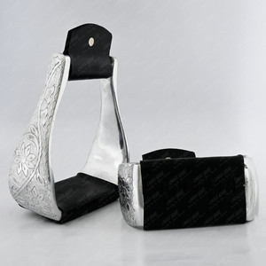 Estribos de carreras de aluminio para equitación occidental más vendidos, estribos en ángulo, estribos equinos occidentales, equipo de equitación de seguridad con cordones - Product Image 3