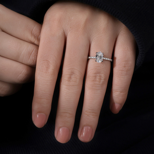 Bagues de fiançailles ovales en diamant de 1 carat pour femmes, diamant cultivé en laboratoire, or blanc, jaune, rose véritable, fabriquées à la main par Diamondrensu - Product Image 3