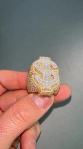Anillo de cóctel de lujo para hombre, estilo hip hop, con diamantes de moissanita, engaste pavé, chapado en rodio, plata de ley 925, para uso diario. - Product Image 2
