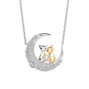 จีลูเลีย ลูน่า แอสตร้า สร้อยคอเพชรสองสีรูปแมวและมุกพระจันทร์ - Product Image 1