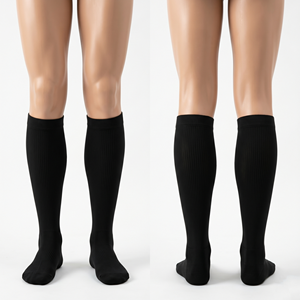 Premium 320 GSM Cotton Polyester Spandex Knit White Scrub <b>Socks</b> <b>Knee</b> <b>High</b> Custom Jacquard Logo Compression Fit Uniforms - Product Image 6