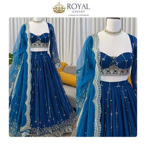 Lehenga Choli de Mujer, la Mejor Calidad en Ventas Mundiales, Georgette Sintética con Trabajo de Hilo y Lentejuelas, Completamente Cosido - Product Image 6