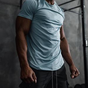 Tops informales atléticos de verano para hombre, camiseta para correr de manga corta de algodón 100%, ropa de calle transpirable de secado rápido de Color sólido - Product Image 2
