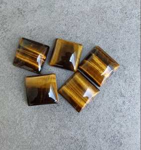 Cabujón de ojo de tigre Natural, borde recto plano, forma cuadrada, piedras preciosas sueltas, piedra preciosa plana de ojo de tigre para uso de joyería - Product Image 2