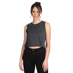 Faible GSM Respirant Femmes Col Rond T-shirt Chemisier Tops Charcoal Crop T-shirts - Product Image 1