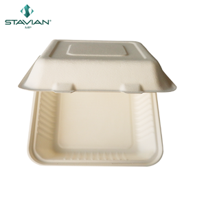 Caja de bagazo de 8x8 pulgadas, 1070ml, Concha para fibras a base de alimentos, logotipo personalizado, nueva planta de caja para llevar biodegradable superior - Product Image 4