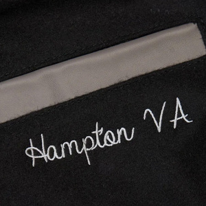 Hampton Pirates Bomber College Jacket Corps en laine universitaire personnalisé avec manches en cuir véritable Plus Size Tricoté pour l'hiver - Product Image 4