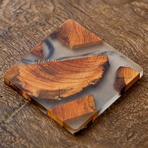 จานรองแก้วไม้วอลนัทหรูหราสินค้าออกใหม่พร้อมแผ่นรองแก้วและแผ่นรองแก้วอีพ็อกซี่ - Product Image 4