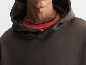 Sudadera clásica corta con capucha de algodón polar de 300 g/m². Sudadera con capucha de forro polar premium de alta densidad y hombros caídos. MOQ bajo - Product Image 4