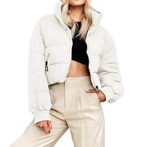 Custom logo Cropped Down <b>Coat</b> Oem Outerwear Winter Women <b>Bubble</b> <b>Coats</b> Customized Lightweight Short Puffer Jacket Woman's - Product Image 4