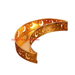 Plateau de service en métal doré pour le Ramadan, étoile de lune, pour décor de festival islamique, assiette à dessert polyvalente et cadeau de décoration pour la maison - Product Image 4