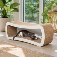 Grattoir à chat moderne de luxe 2 en 1 pour l'intérieur &amp;   Plateau avec hauteur réglable en bois
