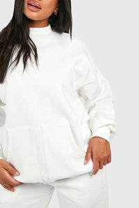 Chándal de mujer de talla grande de invierno con hombros caídos regulares de algodón 100% hecho a medida, peso pesado, 220gsm, logotipo impreso DTF, traje Doble - Product Image 4