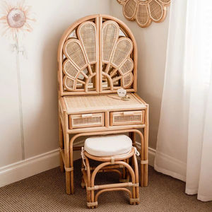 Children's Furniture Manufacturer,Rattan Clamshell <b>Dresser</b> and <b>Chair</b> for Children,Low MOQ Accepted, Wholesale in Vietnam - Product Image 1