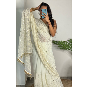 ชุดปาร์ตี้มาใหม่สำหรับผู้หญิงผ้าส่าหรีงานปักลายลำดับสำหรับผู้หญิง - Product Image 1