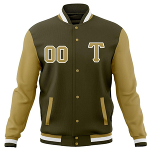 Veste de baseball varsity pour homme de haute qualité en gros, col montant, broderie sur le devant, solide, coupe-vent, style streetwear - Product Image 6