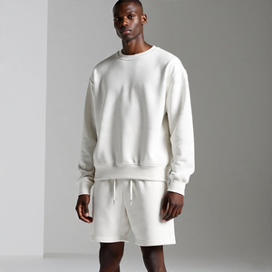 ชุดกางเกงขาสั้นขนแกะ100% สำหรับผู้ชายชุดวิ่งออกกำลังกายฟิตเนส2ชิ้นลำลองน้ำหนักเบาเซ็ตเสื้อวอร์มกางเกงขาสั้น - Product Image 6