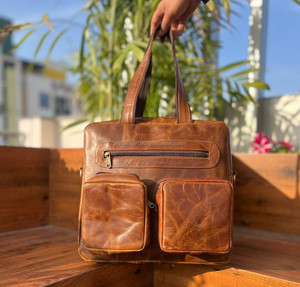 Bolso de mensajero de cuero auténtico hecho a mano, funda para ordenador portátil, archivador, bolsos de oficina, bolsos de hombro informales Unisex, novedad - Product Image 4