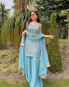 Ensemble haut, palazzo et dupatta de soirée pour femmes, de marque - Product Image 2