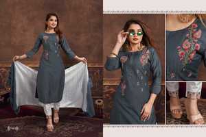 Pantalon de travail à la main avec motif de soie, nouvelle élégance attrayante, tendance, pantalon Kurti avec dupata, qualité d'exportation indienne - Product Image 6