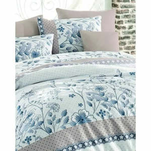 BigBuy Home Ensemble de housse de couette 3 pièces bleu taille King avec motif floral brodé pour usage domestique - Product Image 3