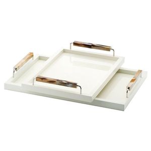 Bandeja de madera de acacia real con logotipo personalizado de alta calidad Plato de servicio de dos piezas Rectángulo decorativo con acabado natural - Product Image 5