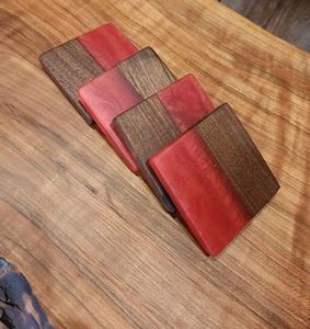 Gran oferta 2025, posavasos de resina de madera epoxi redondo cuadrado personalizado de alta calidad con juego de soportes - Product Image 5