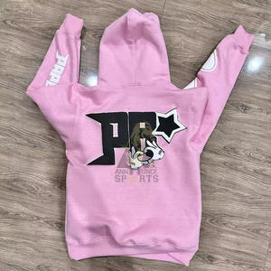 Sudadera con Capucha de 500 g/m², Color Rosa, Estampado, Tejido de Punto para Hombre, 100% Algodón, Bordado 3D, Servicio Personalizado OEM ODM, Impresión Puff, Transpirable - Product Image 2