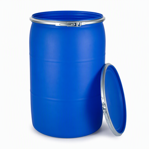 Fût ouvert en PEHD bleu de 55 gallons, qualité alimentaire, durable, avec finition laminée mate imprimée UV pour le stockage de l'eau - Product Image 1