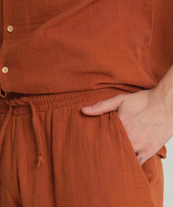 Ensemble d'été pour homme : Polo gaufré à manches courtes respirant en coton tricoté de couleur unie, avec t-shirt et short assortis – Ensemble 2 pièces - Product Image 5