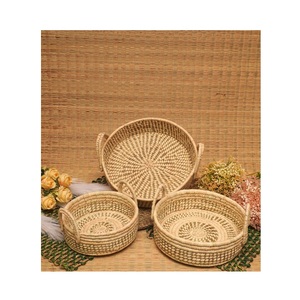 Cesta circular de hierba Sabai hecha a mano, decoración ecológica sostenible para el hogar con almacenamiento decorativo de tejido artesanal fuerte - Product Image 6