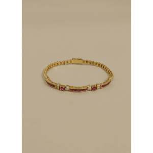Vintage 18k <b>Ruby</b> Set Fashion Tennis <b>Bracelet</b> Elegant and Luxurious - Product Image 1